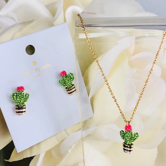 Kate Spade Scenic Route Cactus Earrings Necklace - Picture 4 of 8